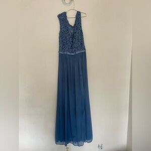 David's Bridal Blue Lace Evening Gown